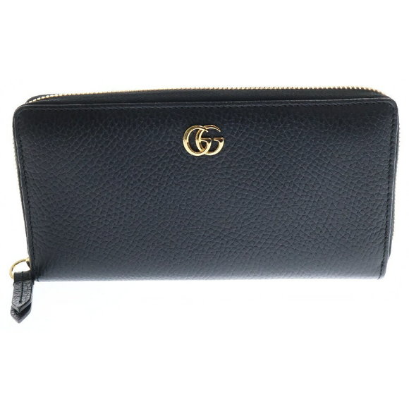Gucci Leather Black Wallet Marmont GG Long Zip - Picture 1 of 6